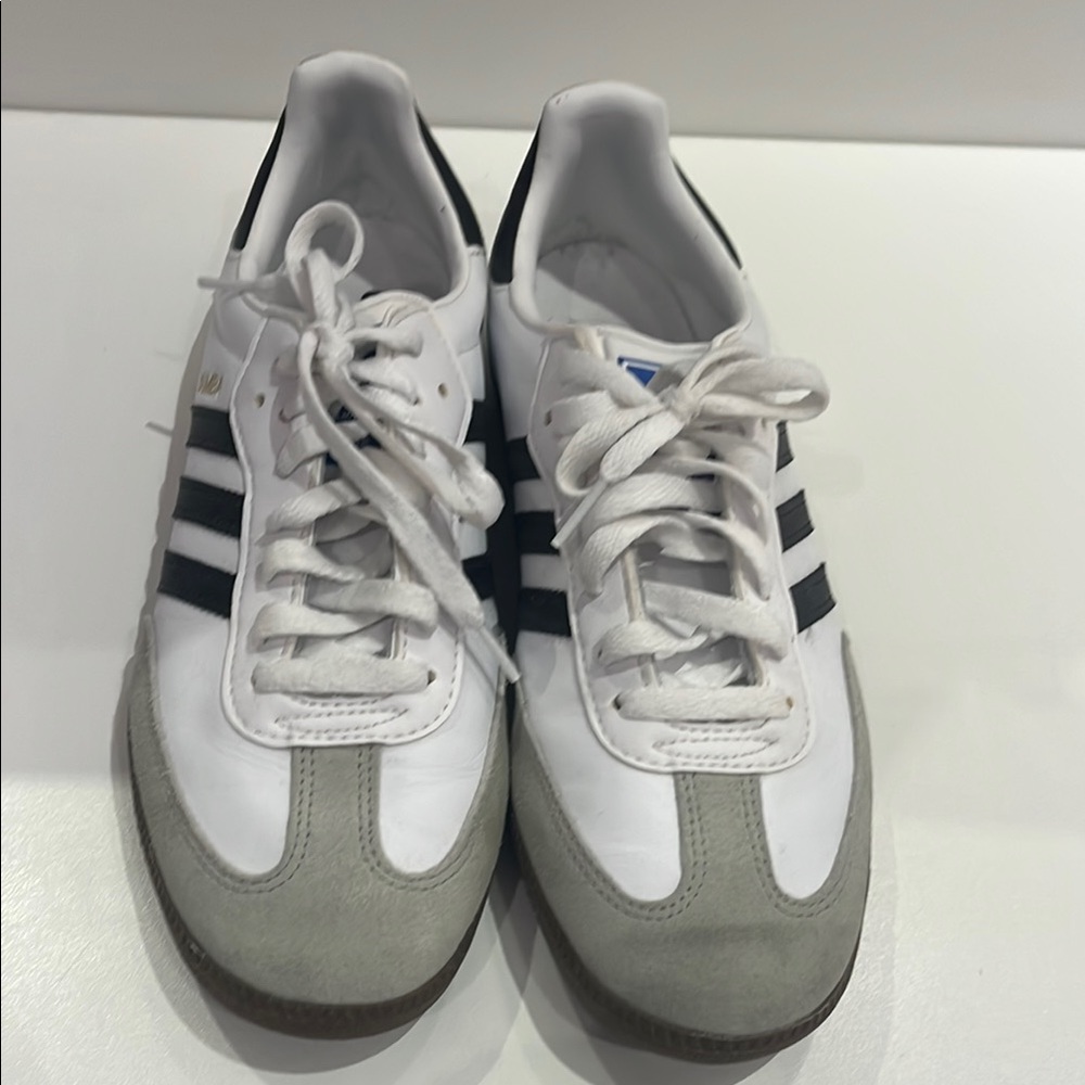 Adidas White and Gray Trainers with Black Stripes